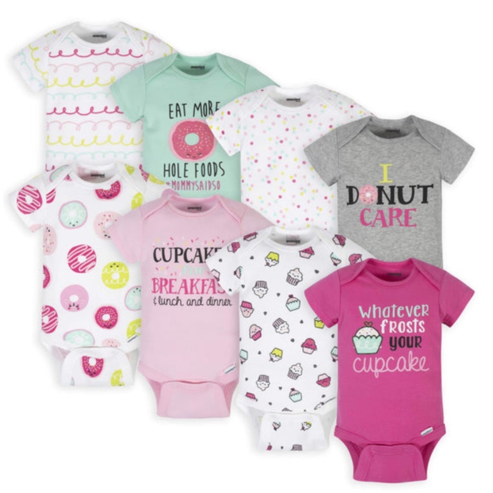 Summer Sale!☀️🌺 Short Sleeve Onesies Brand 3-6M Bunde of 8 Donuts Cupcake